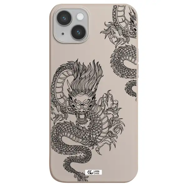 Dragon Line Art Apple iPhone 14 Silicone Stone Case