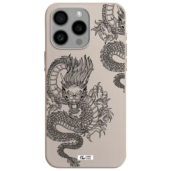 Dragon Line Art Apple Iphone 15 Pro max Silicone Stone Case