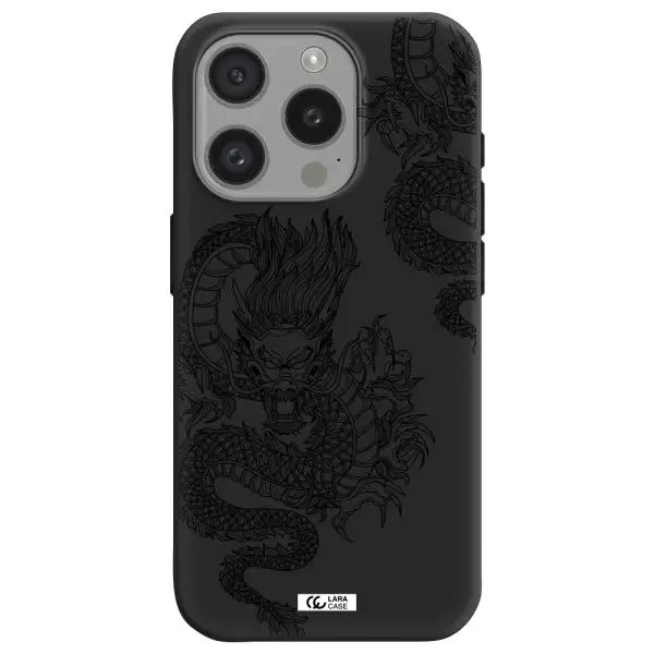 Dragon Line Art Apple Iphone 15 Pro Silicone Black Case