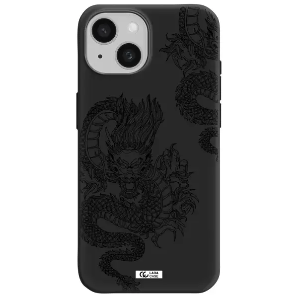 Dragon Line Art Apple iPhone 15 Silicone black Case