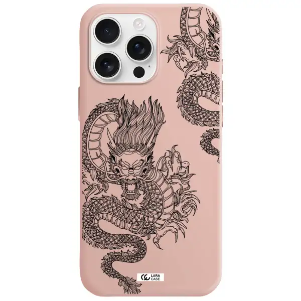 Dragon Line Art Apple Iphone 16 Pro Max Silicone Pastel Pink Case