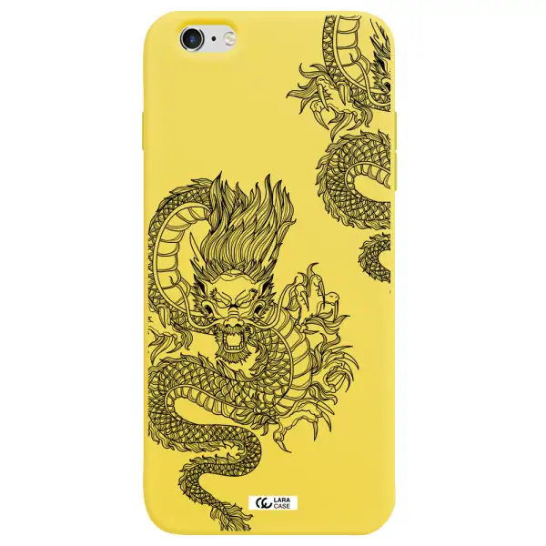 Dragon Line Art Apple iPhone 6 plus Silicone canary yellow Case