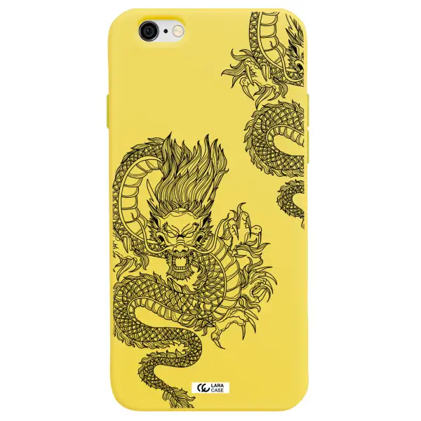 Dragon Line Art Apple iPhone 6 Silicone canary yellow Case