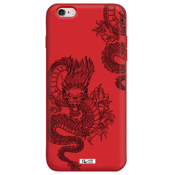 Dragon Line Art Apple iPhone 6S Silicone Imperial Red Case