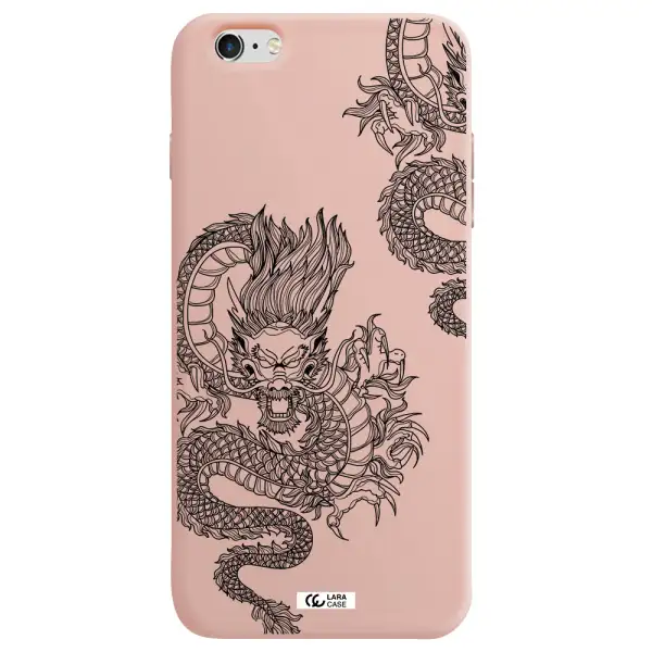 Dragon Line Art Apple iPhone 6S Silicone pastel pink Case