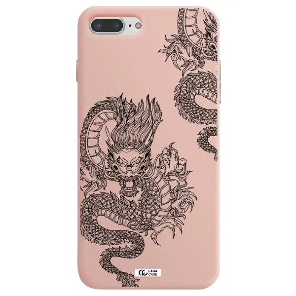 Dragon Line Art Apple iPhone 7 plus Silicone pastel pink Case
