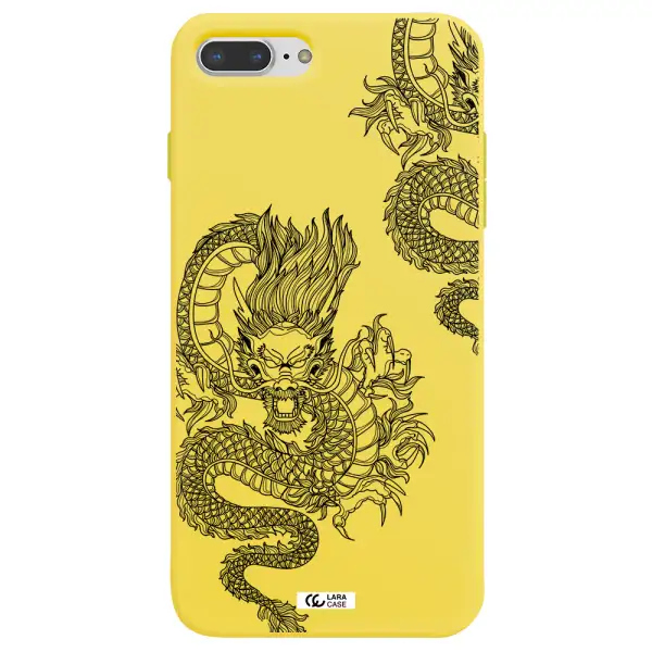 Dragon Line Art Apple iPhone 8 plus Silicone canary yellow Case
