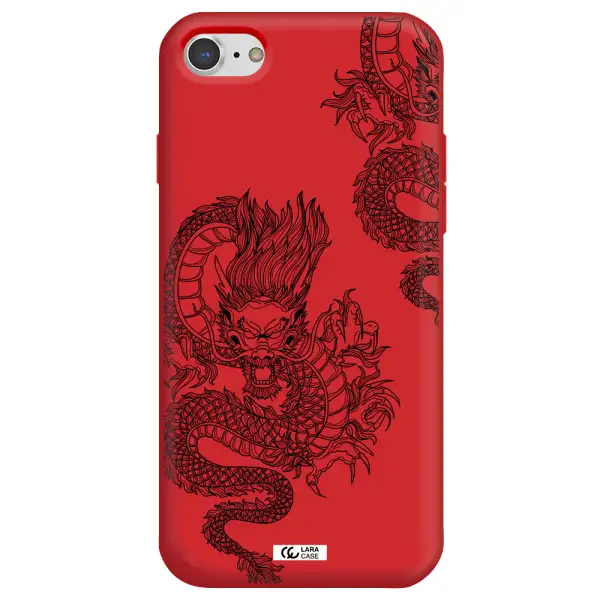 Dragon Line Art Apple iPhone 8 Silicone Imperial Red Case