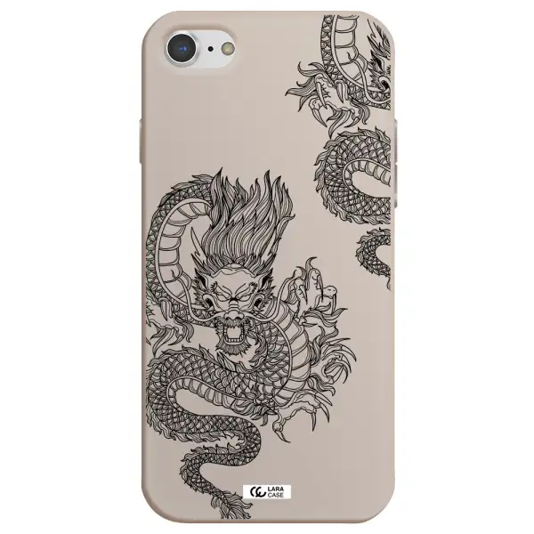 Dragon Line Art Apple iPhone 8 Silicone Stone Case