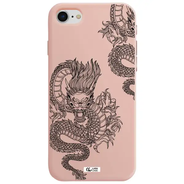 Dragon Line Art Apple iPhone se 2020 Silicone pastel pink Case