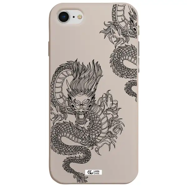 Dragon Line Art Apple iPhone se 2020 Silicone Stone Case