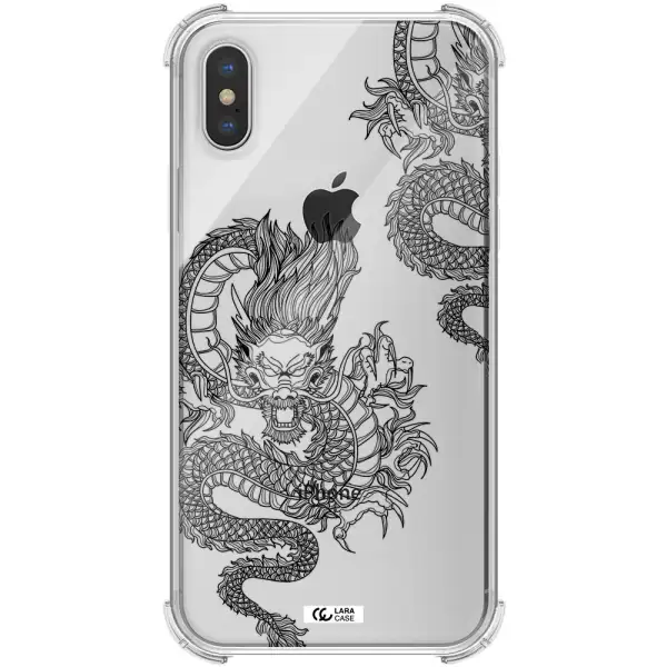 Dragon Line Art Apple iPhone X Clear PC Case