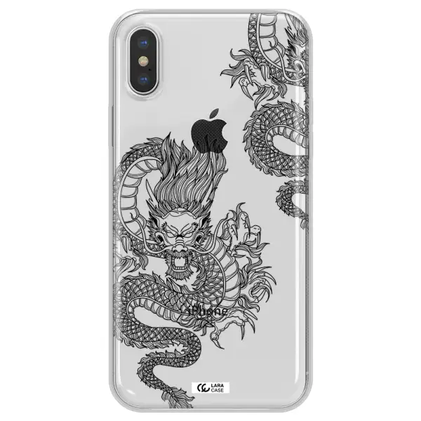 Dragon Line Art Apple iPhone X Clear TPU Case