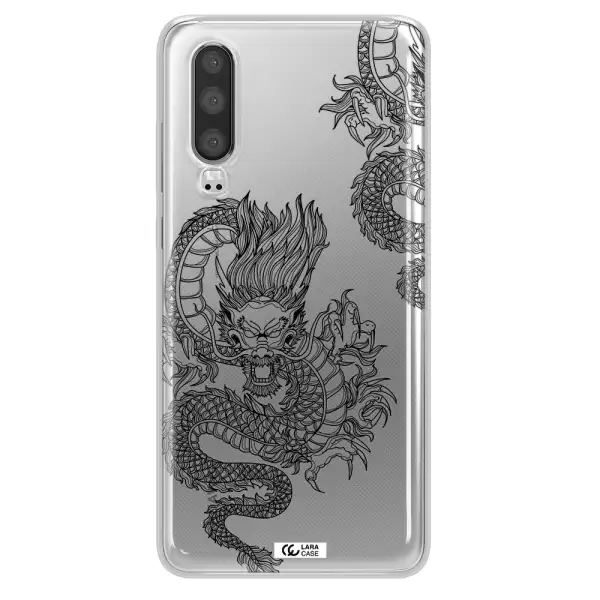 Dragon Line Art Huawei P30 Clear TPU Case