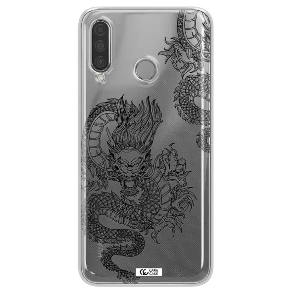Dragon Line Art Huawei P30 Lite Clear TPU Case