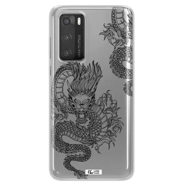 Dragon Line Art Huawei P40 Clear TPU Case