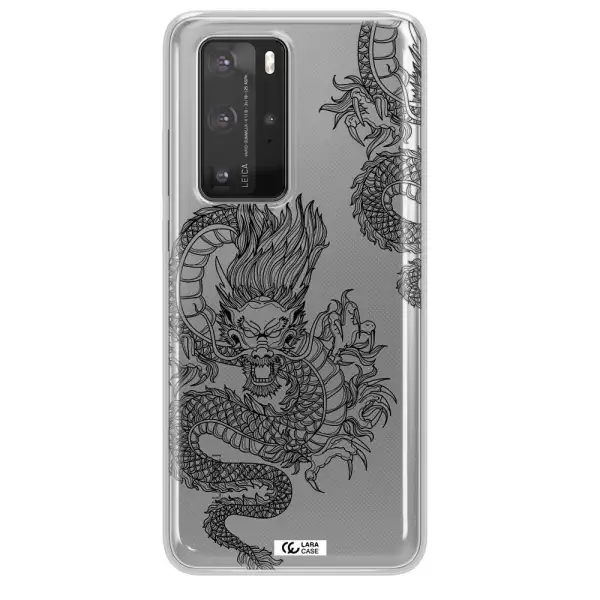Dragon Line Art Huawei P40 Pro Clear TPU Case