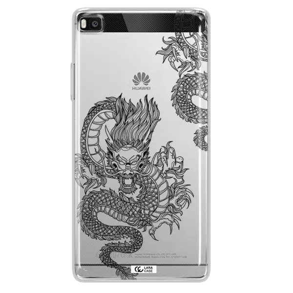 Dragon Line Art Huawei P8 Clear TPU Case