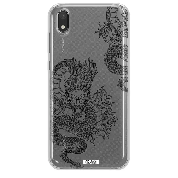 Dragon Line Art Huawei Y5 2019 Clear TPU Case