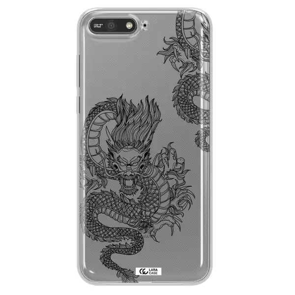 Dragon Line Art Huawei Y6 2018 Clear TPU Case