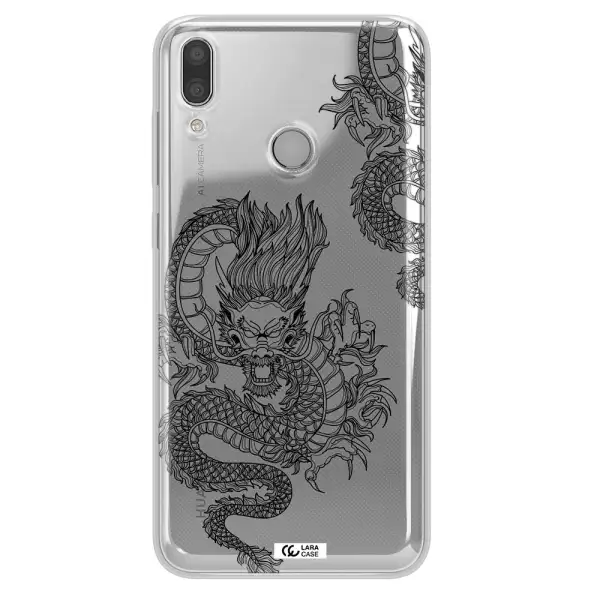 Dragon Line Art Huawei Y9 2019 Clear TPU Case
