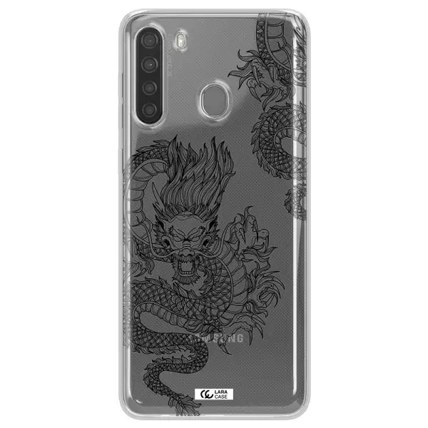 Dragon Line Art Samsung A21 Clear TPU Case