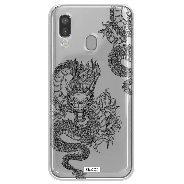Dragon Line Art Samsung A40 Clear TPU Case