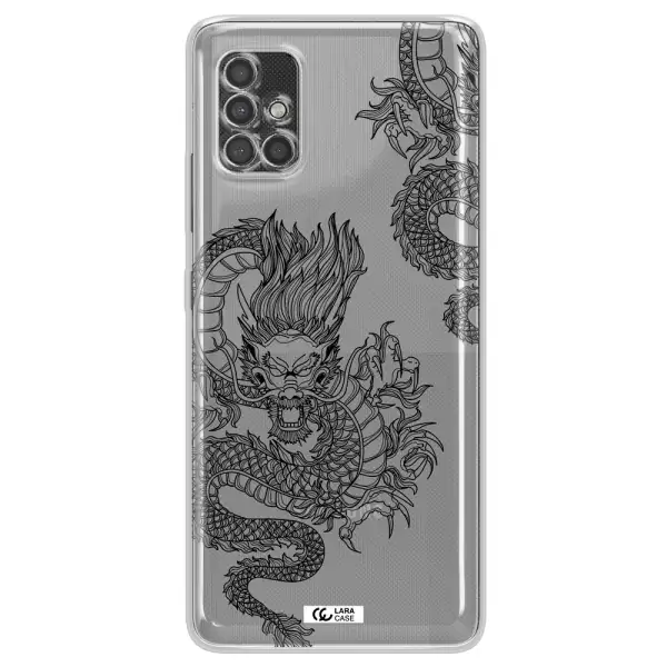 Dragon Line Art Samsung A40S Clear Tpu Case