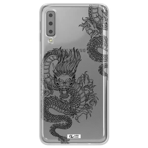 Dragon Line Art Samsung A7 2018 Clear TPU Case