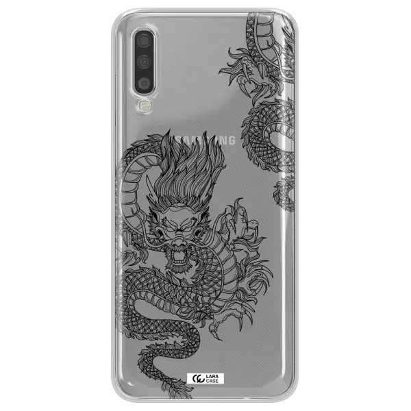 Dragon Line Art Samsung A70S Clear Tpu Case