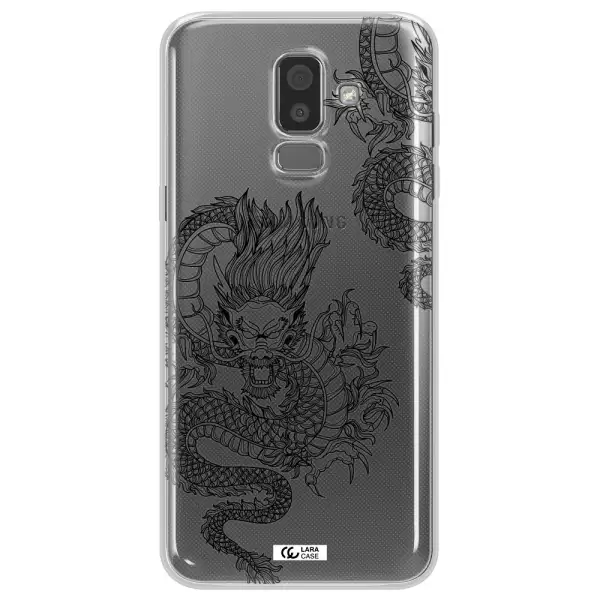 Dragon Line Art Samsung J8 Clear TPU Case