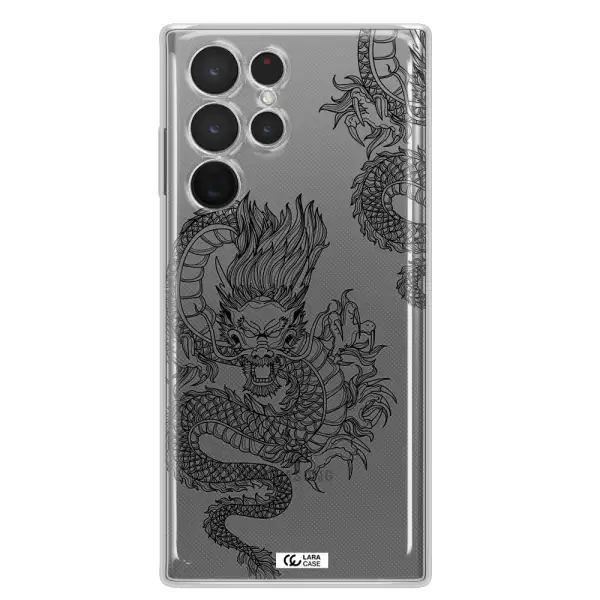 Dragon Line Art Samsung S 22 Ultra Clear TPU Case