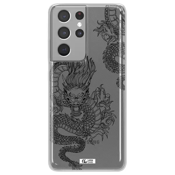 Dragon Line Art Samsung S21 Ultra Clear TPU Case
