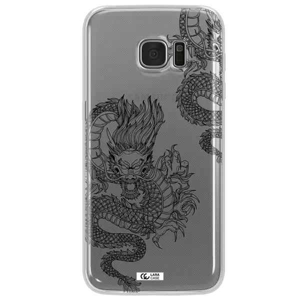 Dragon Line Art Samsung S7 Edge Clear TPU Case