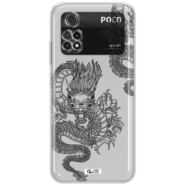 Dragon Line Art Xiaomi Poco M4 Pro 4G Clear Tpu Case