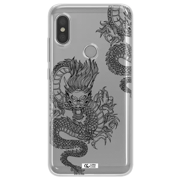 Dragon Line Art Xiaomi Redmi Note 6 Pro Clear TPU Case