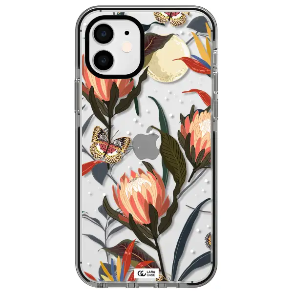 Moon Butterfly Flower Apple iPhone 11 impact black border Case
