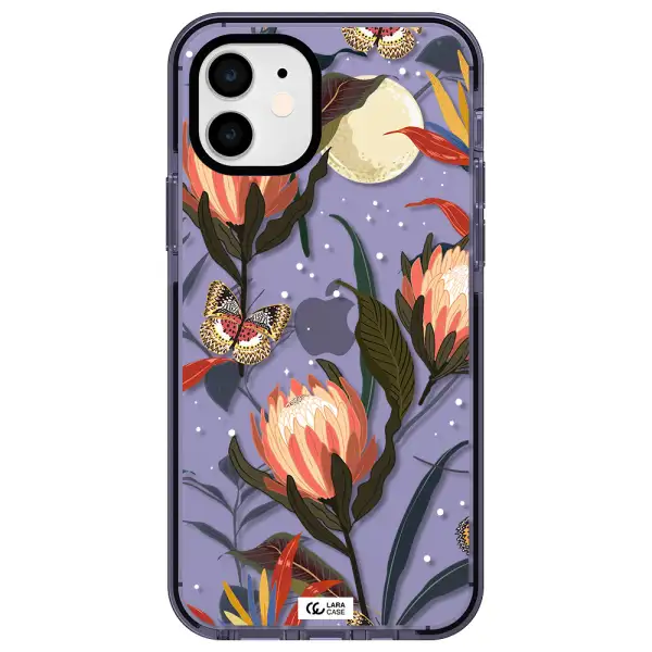 Moon Butterfly Flower Apple iPhone 11 impact Lilac Case