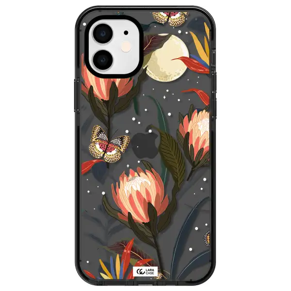 Moon Butterfly Flower Apple iPhone 11 impact Smoke Black Case