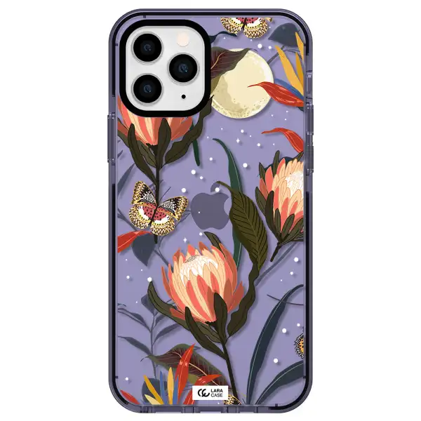 Moon Butterfly Flower Apple iPhone 11 pro impact Lilac Case