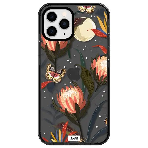 Moon Butterfly Flower Apple iPhone 11 pro impact Smoke Black Case