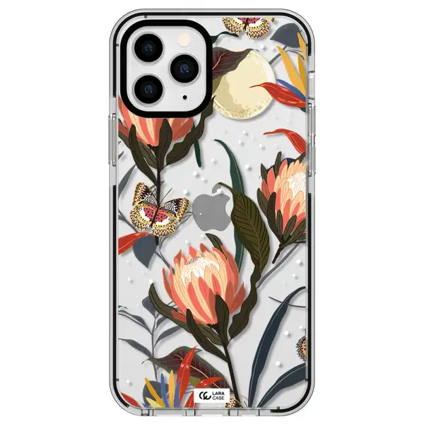 Moon Butterfly Flower Apple iPhone 11 pro max impact black border Case