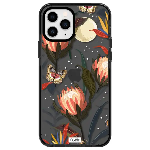 Moon Butterfly Flower Apple iPhone 11 pro max impact Smoke Black Case