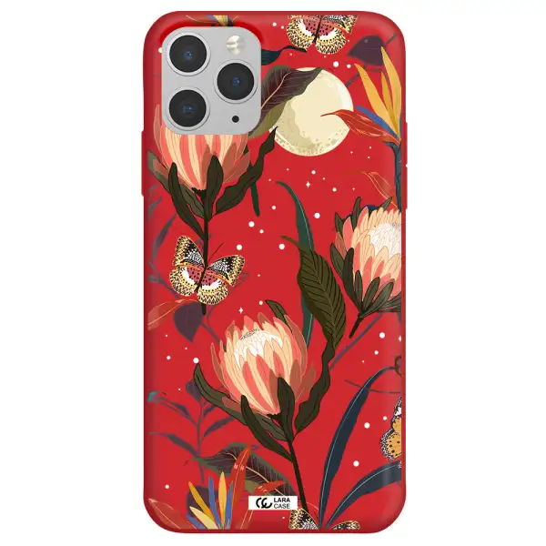 Moon Butterfly Flower Apple iPhone 11 pro max Silicone Imperial Red Case
