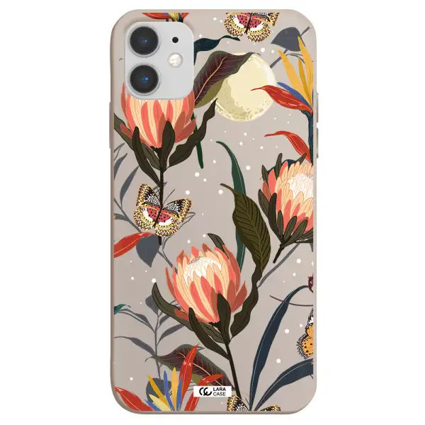 Moon Butterfly Flower Apple iPhone 11 Silicone Stone Case