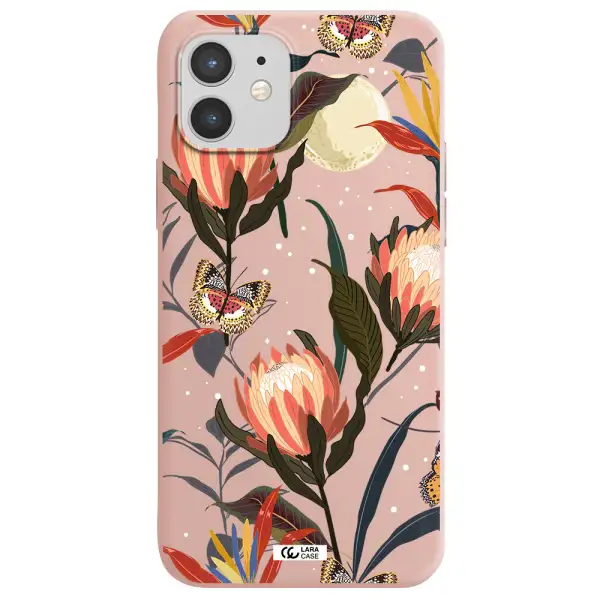 Moon Butterfly Flower Apple iPhone 12 mini Silicone pastel pink Case