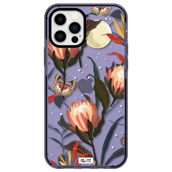 Moon Butterfly Flower Apple iPhone 12 pro impact Lilac Case