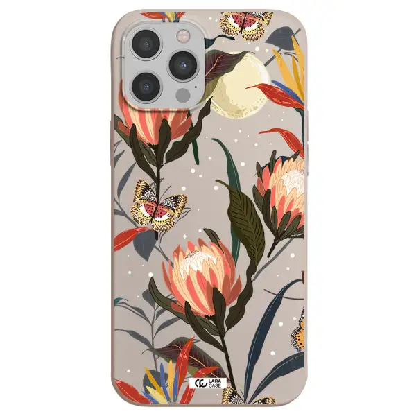 Moon Butterfly Flower Apple iPhone 12 pro Silicone Stone Case