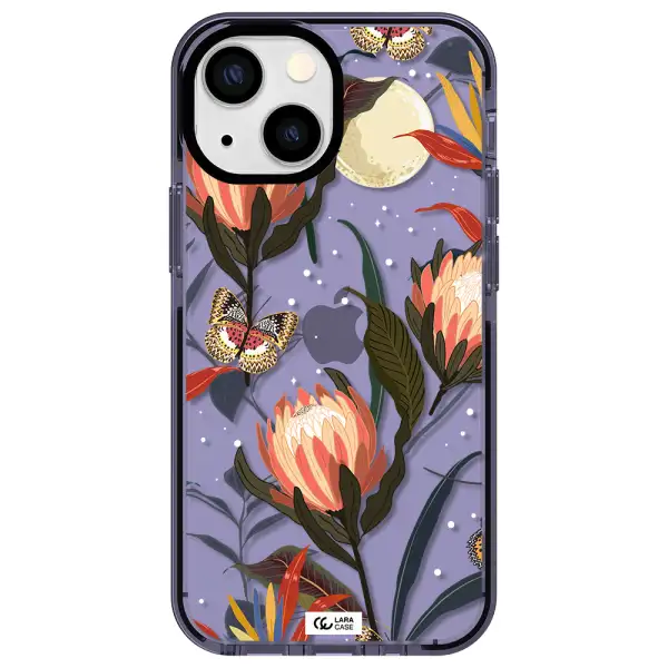 Moon Butterfly Flower Apple iPhone 13 mini impact Lilac Case