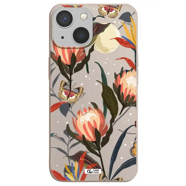 Moon Butterfly Flower Apple iPhone 13 mini Silicone Stone Case